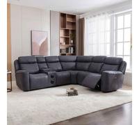 toxen faux leather fabric electric recliner corner sofa in grey