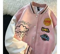 TOXI American Letter Embroidery Jackets Coat Women Men Street All-Match Baseball Uniform Couple Casual Loose Jacket
