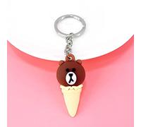 TOXI Cute Doll Keychains Kawaii Cartoon Key Chains Key Ring Ice Cream Animal Rabbit Cat Panda Keyrings For Women Child Girl Gifts-Bear