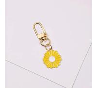 TOXI Cute Yellow White Daisy Keychains Flower Keychain for Women Enamel Flower Charm Key Chain Women Girls Key Ring-Yellow
