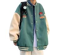 TOXI Extra-Large Size Jacket For Men Korean Oversize Hip Hop Baseball Uniform Hong Kong Style Casual All-Match Cool Punk Jacket-Green,XL