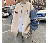TOXI Extra-Large Size Jacket For Men Korean Oversize Hip Hop Baseball Uniform Hong Kong Style Casual All-Match Cool Punk Jacket-Apricot,L