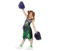 Smiffys Toxic Cheerleader Costume Dress & Pom Poms, Halloween Child Fancy Dress, Cheerleader Dress Up Costumes