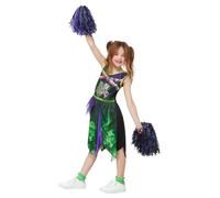 Smiffys Toxic Cheerleader Costume Dress & Pom Poms, Halloween Child Fancy Dress, Cheerleader Dress Up Costumes