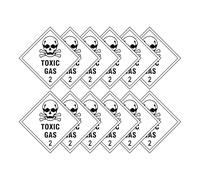 Toxic Gas 2 Hazard Diamond Multi Pack 100mm x 100mm Strong Adhesive Vinyl Stickers for Safety (12)