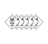 Toxic Gas 2 Hazard Diamond Multi Pack 100mm x 100mm Strong Adhesive Vinyl Stickers for Safety (6)