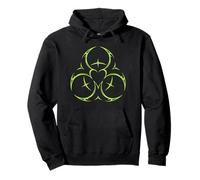 Toxic Hazard Heart Symbol Industrial Cyber Goth Pullover Hoodie