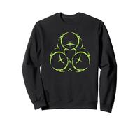 Toxic Hazard Heart Symbol Industrial Cyber Goth Sweatshirt