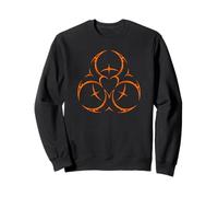 Toxic Hazard Heart Warning Symbol Industrial Cyber Goth Sweatshirt