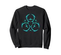 Toxic Hazard Heart Warning Symbol Y2K Industrial Cyber Goth Sweatshirt