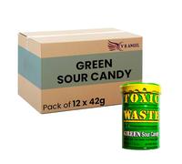 Toxic Waste 12 Green Sour Candy Drums Ultra Sour Retro Sweets Candy For Halloween Trick or Treat, Birthday - Each Drum 42g - Sold By VR Angel