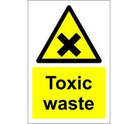 Toxic waste chemical warning Safety sign - 1.2mm Rigid plastic 300mm x 200mm