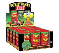 Toxic Waste Drums Hazardously Sour Candy Sweets - 12x Drums: 5 Sour Flavours Red Drums: Pear, Cranberry, Raspberry, Grape and Strawberry