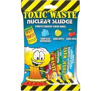 Toxic Waste Nuclear Sludge Sour Chew Bars Mixed Apple, Cherry, Blue Raspberry 80g - 2x Share Bags