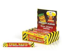 Toxic Waste Sour Cherry Chew Bar 50 x 20g | Individually Wrapped Bulk Box | Extreme Tangy Taffy for Party Bags and Gifting
