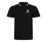 Toxico Mens Goth Rocker Biker Alternative Punk Skinhead Skull & Bones Polo Shirt, Black/White, Large