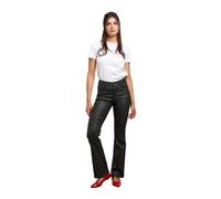Toxik3 Women's Matte Coated PU Straight Cut Jeans (UK, Numeric, 14, Regular, Regular, Black)