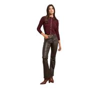 Toxik3 Women's Matte Coated PU Straight Cut Jeans (UK, Numeric, 8, Regular, Regular, Chocolate)