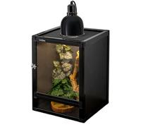 Toxirium 18x18x36 Inch Hybrid Reptile Enclosure - Vertical PVC & Aluminium Frame Terrarium with Interchangeable Screen or Acrylic Doors, Ventilated Top, Ideal for Chameleon & Arboreal Reptiles