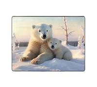 TOXOCMDKLE Area Rugs Non-Slip Floor Mats Cute Polar Bears Carpet Rugs For Living Room Vintage Doormat Home Decor Floor Carpet Washable Rugs For Bedroom Dining Room 160 X 120 Cm
