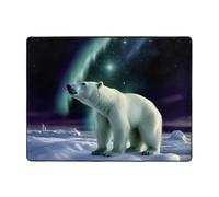 TOXOCMDKLE Area Rugs Non-Slip Floor Mats Polar Bears Northern Lights Carpet Rugs For Living Room Vintage Doormat Home Decor Floor Carpet Washable Rugs For Bedroom Dining Room 160 X 120 Cm
