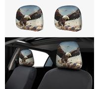 TOXOCMDKLE Car Headrest Cover 2 Pcs Breathable Car Seat Headrest Covers An eagle flies over Headrests Cover for Cars Auto Accessories Universal Dust Protector Cover Decoration