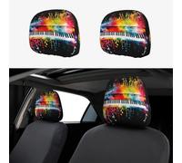 TOXOCMDKLE Car Headrest Cover 2 Pcs Breathable Car Seat Headrest Covers Colorful Piano Keyboard Music Note Headrests Cover for Cars Auto Accessories Universal Dust Protector Cover Decoration