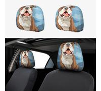 TOXOCMDKLE Car Headrest Cover 2 Pcs Breathable Car Seat Headrest Covers English bulldog seamless illustration Headrests Cover for Cars Auto Accessories Universal Dust Protector Cover Decoration