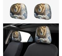 TOXOCMDKLE Car Headrest Cover 2 Pcs Breathable Car Seat Headrest Covers Lamb with A Lion Clouds Headrests Cover for Cars Auto Accessories Universal Dust Protector Cover Decoration