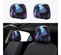 TOXOCMDKLE Car Headrest Cover 2 Pcs Breathable Car Seat Headrest Covers Purple Dragon Purple Moon Headrests Cover for Cars Auto Accessories Universal Dust Protector Cover Decoration