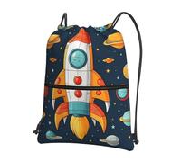 TOXOCMDKLE Drawstring Backpack Foldable String Bag rocket clipart space ship Resistant Sackpack Sports Gym Bag for Shopping Yoga