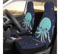 TOXOCMDKLE Front Seat Protector Covers Set Of 2 Universal Car Seat Covers Elastic Breathable Cartoon Octopus Seats Cushion Pad For Cars Easy To Install Cover Set Accessories Auto Trucks Van Suv