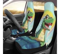 TOXOCMDKLE Front Seat Protector Covers Set Of 2 Universal Car Seat Covers Elastic Breathable Cute Crocodile Seats Cushion Pad For Cars Easy To Install Cover Set Accessories Auto Trucks Van Suv