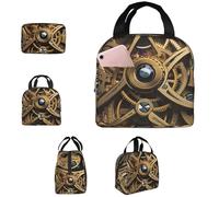 TOXOCMDKLE Insulated Lunch Bag for Women Men Portable Reusable Bread Box Cool Steampunk Gears Lunch Tote Bag for Work Picnic Travel