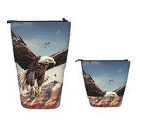 TOXOCMDKLE Pencil Case Big Capacity Telescopic Pencil Bag an Eagle Flies Over Pen Holder Pop Up Stationery Case Retractable Standing Pencils Pouch Makeup Cosmetics Bag for Office Supplies