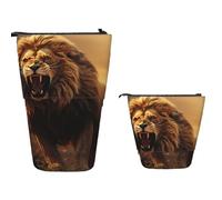 TOXOCMDKLE Pencil Case Big Capacity Telescopic Pencil Bag Angry Roaring Lion Pen Holder Pop Up Stationery Case Retractable Standing Pencils Pouch Makeup Cosmetics Bag for Office Supplies