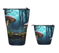 TOXOCMDKLE Pencil Case Big Capacity Telescopic Pencil Bag Fantasy Forest Mushroom Pen Holder Pop Up Stationery Case Retractable Standing Pencils Pouch Makeup Cosmetics Bag for Office Supplies
