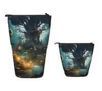 TOXOCMDKLE Pencil Case Big Capacity Telescopic Pencil Bag Fantasy Forest Pen Holder Pop Up Stationery Case Retractable Standing Pencils Pouch Makeup Cosmetics Bag for Office Supplies