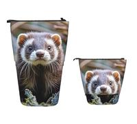 TOXOCMDKLE Pencil Case Big Capacity Telescopic Pencil Bag Hairy Ferret Pen Holder Pop Up Stationery Case Retractable Standing Pencils Pouch Makeup Cosmetics Bag for Office Supplies