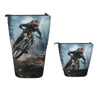 TOXOCMDKLE Pencil Case Big Capacity Telescopic Pencil Bag Mountain Bike Tournament Pen Holder Pop Up Stationery Case Retractable Standing Pencils Pouch Makeup Cosmetics Bag for Office Supplies