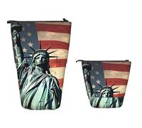TOXOCMDKLE Pencil Case Big Capacity Telescopic Pencil Bag Statue of Liberty Against Pen Holder Pop Up Stationery Case Retractable Standing Pencils Pouch Makeup Cosmetics Bag for Office Supplies