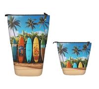 TOXOCMDKLE Pencil Case Big Capacity Telescopic Pencil Bag Surf's up Surfboard Pen Holder Pop Up Stationery Case Retractable Standing Pencils Pouch Makeup Cosmetics Bag for Office Supplies