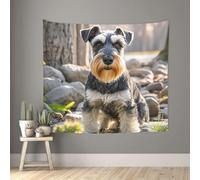 TOXOCMDKLE Tapestry Aesthetic Tapestries Wall Tapestry for Living Room Cute schnauzer dog Tapestrys Home Wall Decoration Blanket Wall Art Banner Poster for Bedroom Dorm 130 X 152 CM