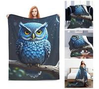TOXOCMDKLE Throw Blanket Plush Ultra-Soft Micro Throw Soft Lightweight Fleece Blanket blue owl Throws Blanket Warm Bed Blankets Cozy Sofa Decorative Throws for Couch All Seasons 80"x60"