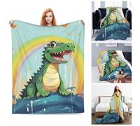 TOXOCMDKLE Throw Blanket Plush Ultra-Soft Micro Throw Soft Lightweight Fleece Blanket Cute Crocodile Throws Blanket Warm Bed Blankets Cozy Sofa Decorative Throws For Couch All Seasons 80"X60"
