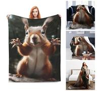 TOXOCMDKLE Throw Blanket Plush Ultra-Soft Micro Throw Soft Lightweight Fleece Blanket Squirrel Funny Animal Throws Blanket Warm Bed Blankets Cozy Sofa Decorative Throws for Couch All Seasons 80"x60"