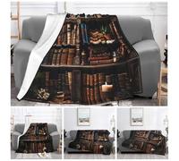 TOXOCMDKLE Throw Blanket Super Soft Plush Flannel Blanket Books on the Bookshelf Throw Lightweight Blankets for Living Room Warm Cozy Decorative Throws for Sofa Couch All Seasons 50"x40"