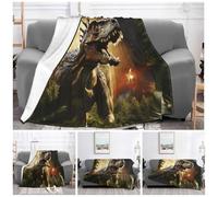 TOXOCMDKLE Throw Blanket Super Soft Plush Flannel Blanket Dinosaur in the Forest Throw Lightweight Blankets for Living Room Warm Cozy Decorative Throws for Sofa Couch All Seasons 60"x50"