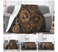 TOXOCMDKLE Throw Blanket Super Soft Plush Flannel Blanket Steampunk Gears Clock Throw Lightweight Blankets for Living Room Warm Cozy Decorative Throws for Sofa Couch All Seasons 60"x50"