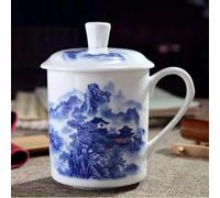TOXVEK Jingdezhen Ceramic Office Cup Conference Cup with Lid Bone China Mug
